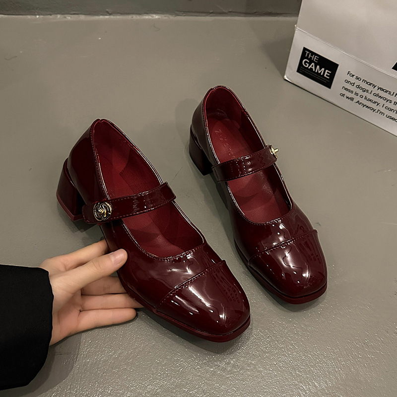 小香风玛丽珍鞋女2025新款法式平底单鞋粗跟小皮鞋大码女鞋41到43