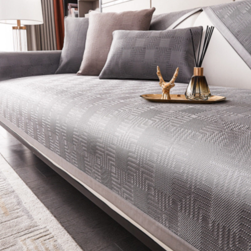 轻奢冰丝沙发垫皮夏季夏天款简约现代高端凉席防滑坐垫皮沙发套罩