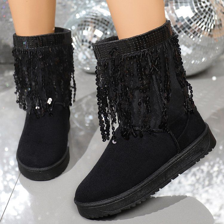 大码雪地靴41到43女鞋胖脚宽毛毛棉鞋厚底鞋子新款冬季短筒短靴女