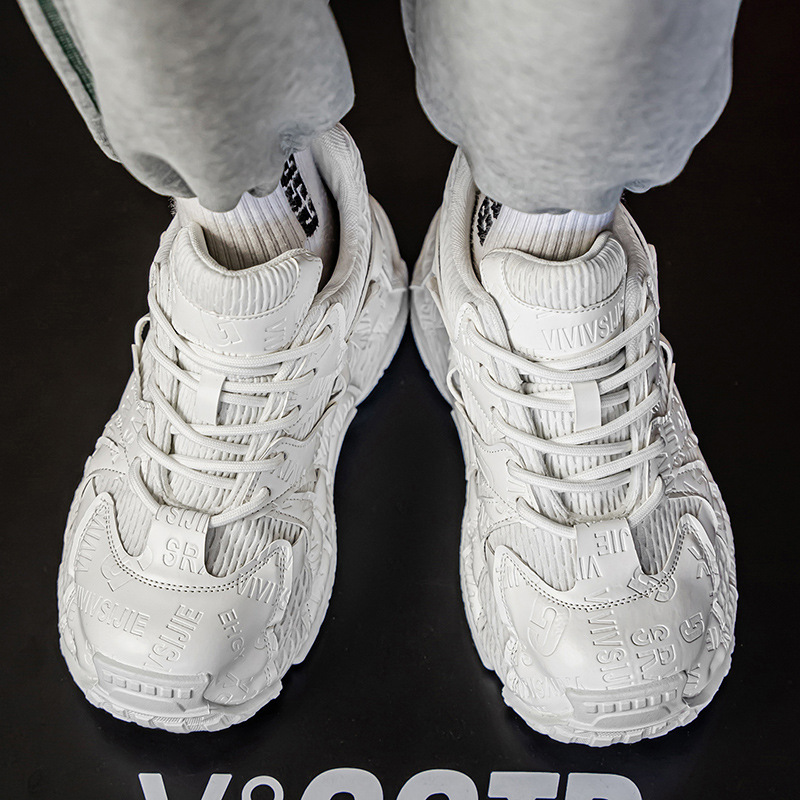 增高男鞋潮2025新款秋季时尚网面透气厚底防滑耐磨休闲运动老爹鞋