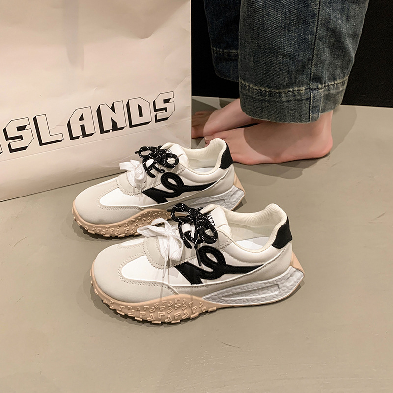 拼色阿甘德训鞋休闲百搭防滑跑步运动老爹鞋粉色女鞋多巴胺厚底