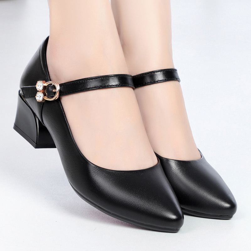 中年妈妈皮鞋中跟单鞋真皮软底跳舞鞋舞蹈鞋软皮女鞋子女士高跟鞋