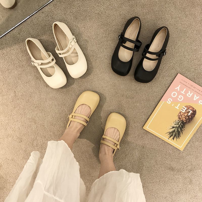 单鞋女夏季平底鞋2025新款软底温柔晚晚鞋软底配裙子玛丽珍小皮鞋