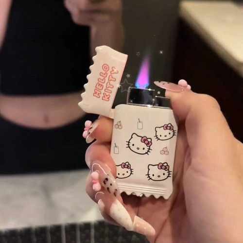 网红爱心充气打火机高颜值防风个性迷你粉色卡通送男友女生耐用潮