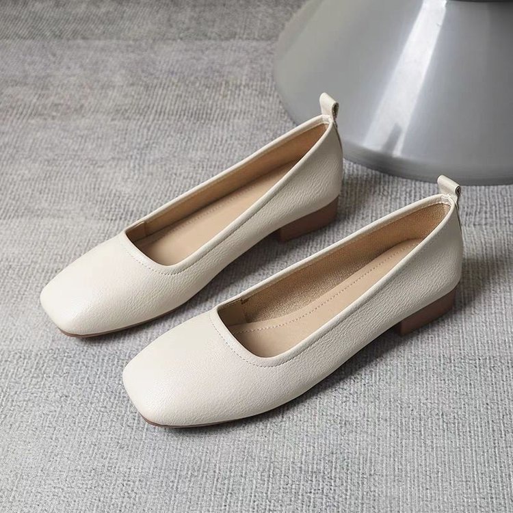 店主自留新款~方头平底单鞋女2025夏季真皮大码软底一脚蹬豆豆鞋