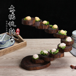 酒店创意农家特色菜私房招牌菜意境菜旋转步步高升盘时尚 餐具竹盘