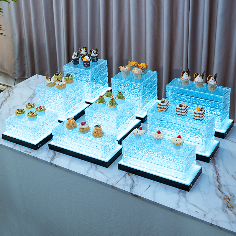 亚克力水波纹甜品台展示架摆件高端点心架子婚礼宴会茶歇摆台套装