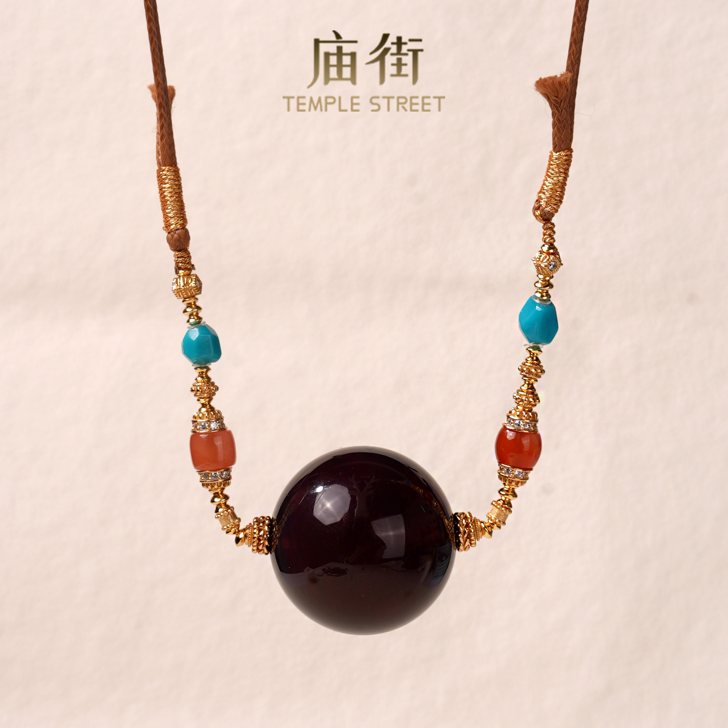 庙街珠宝琥珀大圆珠DIY项链（多样性发一）