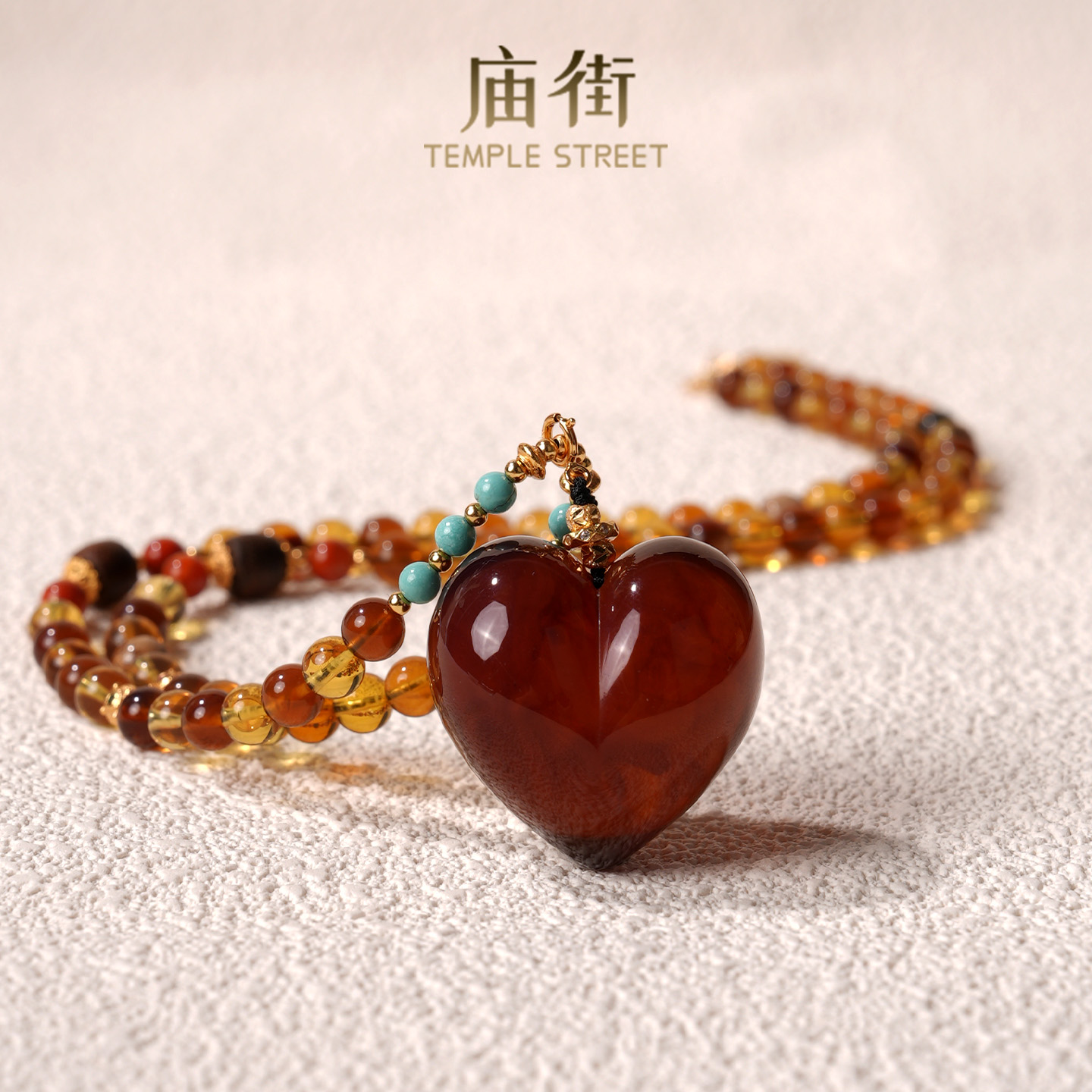 庙街珠宝琥珀屁桃项链（多样性发一）