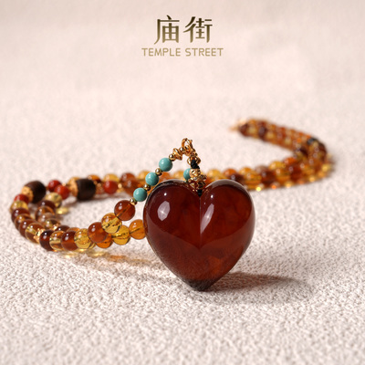 庙街珠宝琥珀屁桃项链（多样性发一）