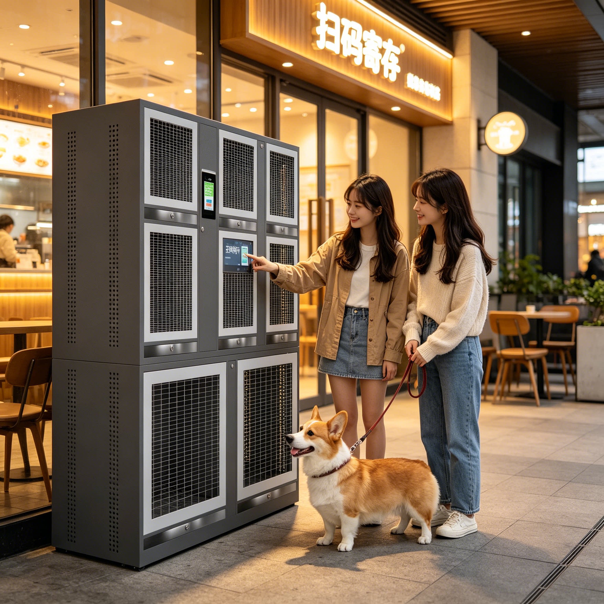 商场超市自助宠物暂存笼智能宠物寄存柜人脸识别扫码猫狗存放笼子图片