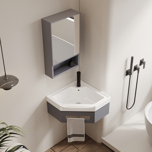 小户型转角挂墙陶瓷三角洗脸盆