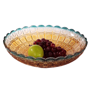 轻奢创意水晶玻璃水果盘家用客厅酒店奢华感大号圆形干果盘糖果盆