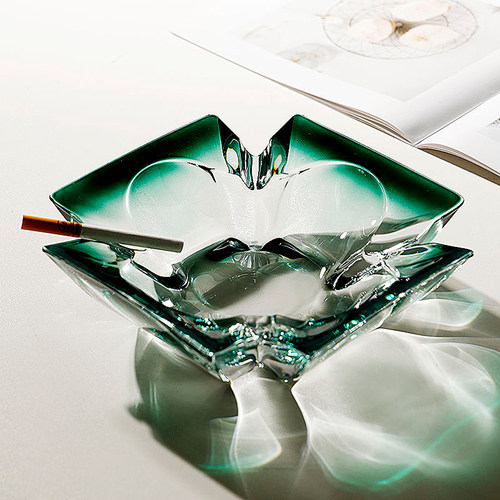 创意渐变色方形花瓣烟灰缸加厚玻璃客厅办公室时尚桌面装饰品摆件