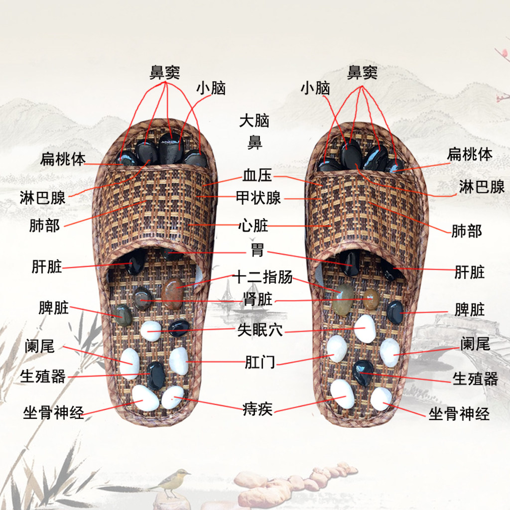 按摩拖鞋男女穴位足底足部按摩器足疗磨脚神器按脚器减肥真石头鞋