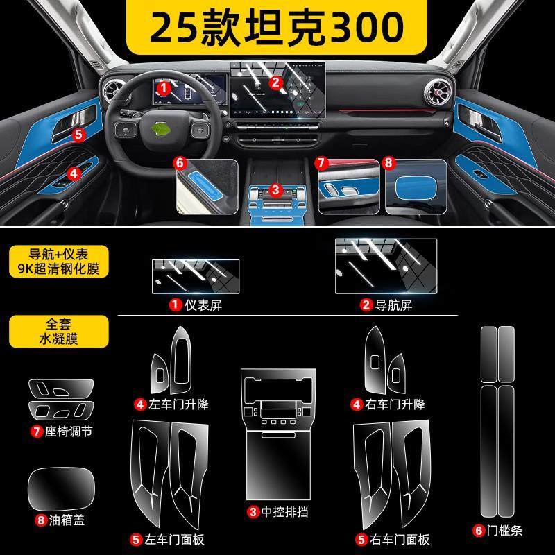 25款坦克300内饰保护膜屏幕贴膜图片