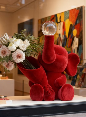 红苹果毛绒大象可爱摆件