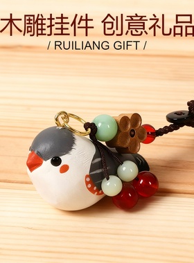 手工木雕小猫可爱钥匙扣挂件