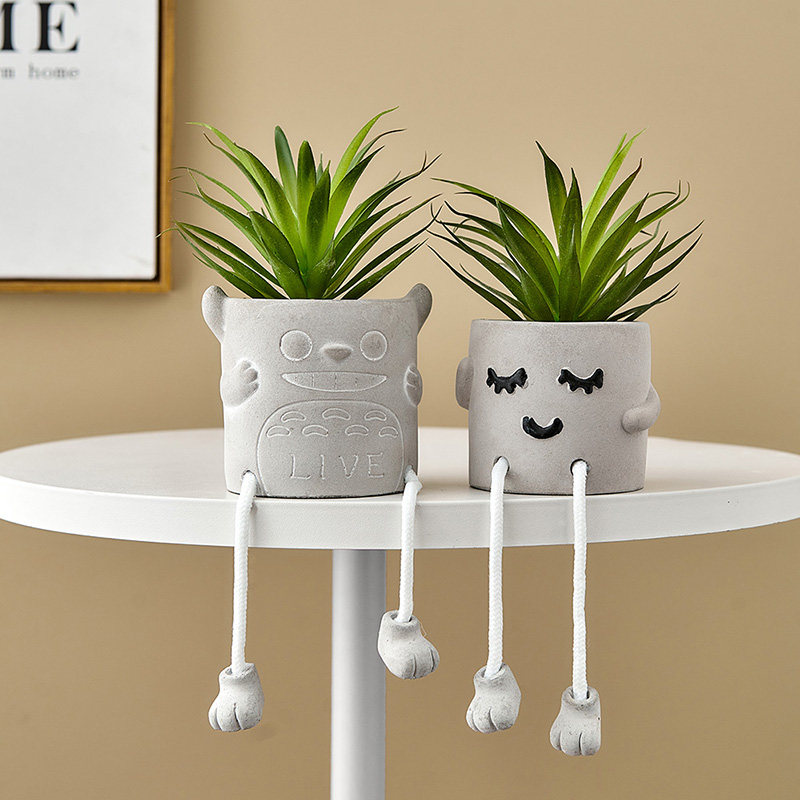 仿真绿植北欧ins风创意多肉吊脚娃娃装饰植物墙面假花小盆栽摆件