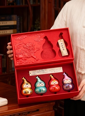 新年红陶瓷葫芦摆件吉祥如意