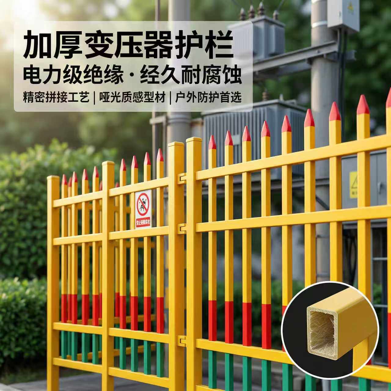 变压器护栏玻璃钢围栏电力安全固定式绝缘箱式变配电室环网柜栅栏
