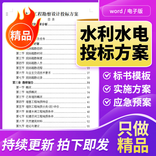 水利水电工程勘察设计投标书文件范本模板施工应急服务技术方案