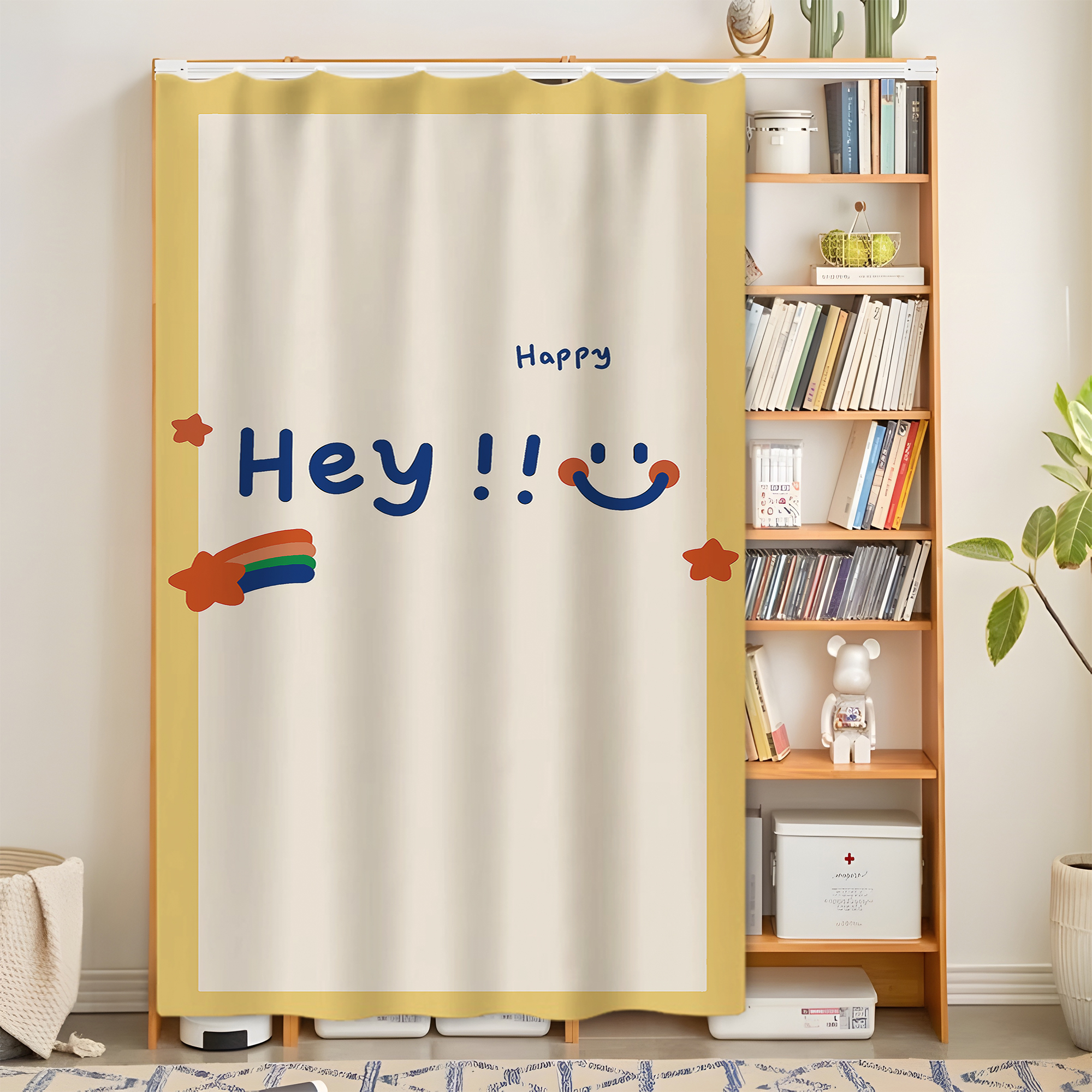 笑脸衣柜粘贴轨道遮挡帘