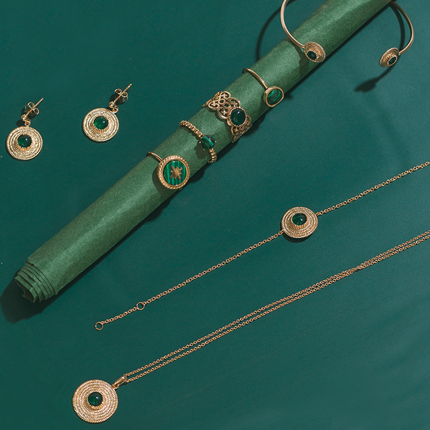 JFB南法复古18K包金戒指耳环手链