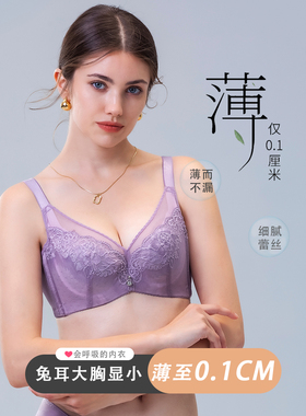 Rephresh/瑞法斯超薄款兔耳朵内衣女大胸显小软钢圈文胸夏季5660