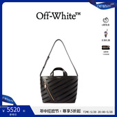 WHITE 年中5折起 女士黑色斜条纹小号托特包 OFF