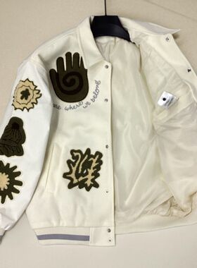 复古高街情侣刺绣棒球夹克特大码300斤FEQ258801防寒防风欧美潮人