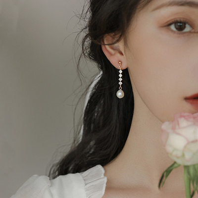 日韩925银女珍珠耳环显脸瘦