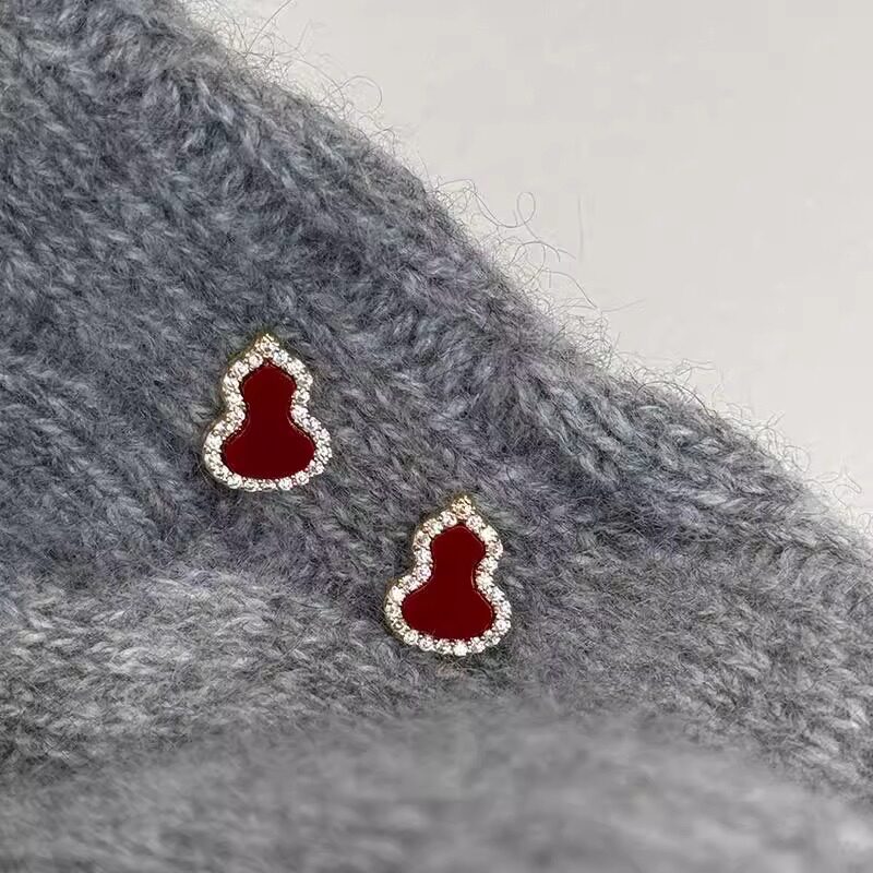安可拉红葫芦耳钉女耳环耳饰红色