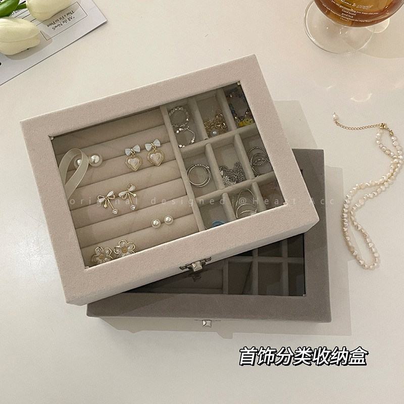 高档大容量首饰盒2023新款高级戒指耳环耳饰项链防氧化饰品收纳盒,饰品/流行首饰/时尚饰品新,首饰盒,淘宝优惠券,粉丝福利购,淘宝优惠卷