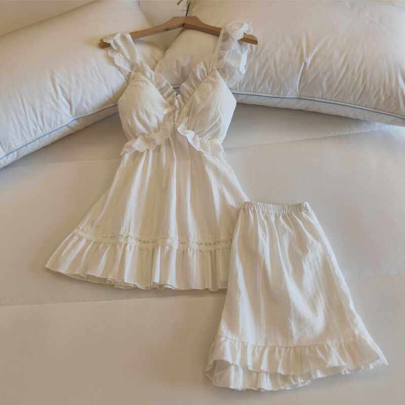 带胸垫睡衣女春夏季纯棉吊带短裤两件套薄款甜美公主风睡裙家居服,女士内衣/男士内衣/家居服,睡衣/家居服套装,淘宝优惠券,粉丝福利购,淘宝优惠卷