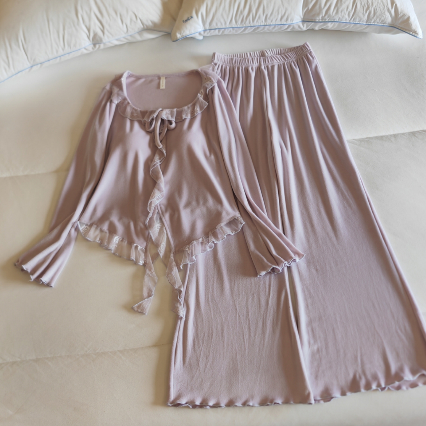 海岛绒睡衣女春秋冬带胸垫家居服