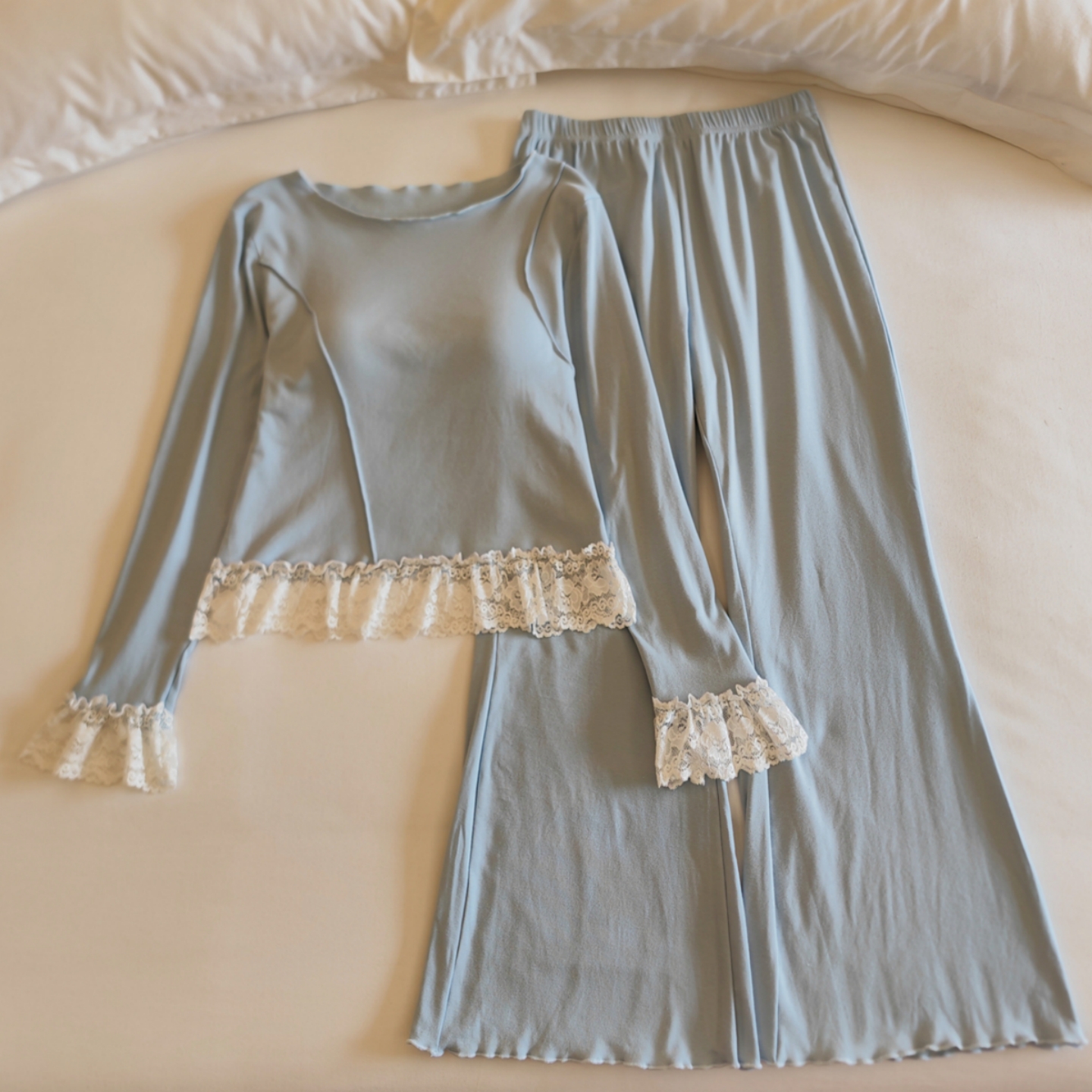 带胸垫睡衣女春秋冬季纯棉家居服