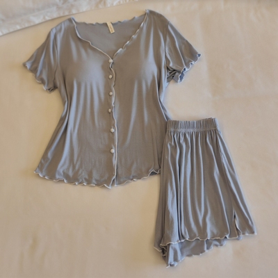 莫代尔睡衣女夏季带胸垫家居服