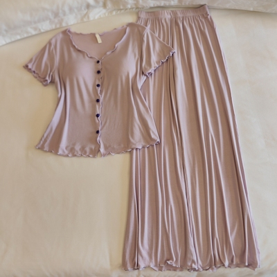 莫代尔睡衣女夏季带胸垫家居服