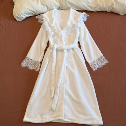 软绵绵半边绒睡袍女秋冬季家居服