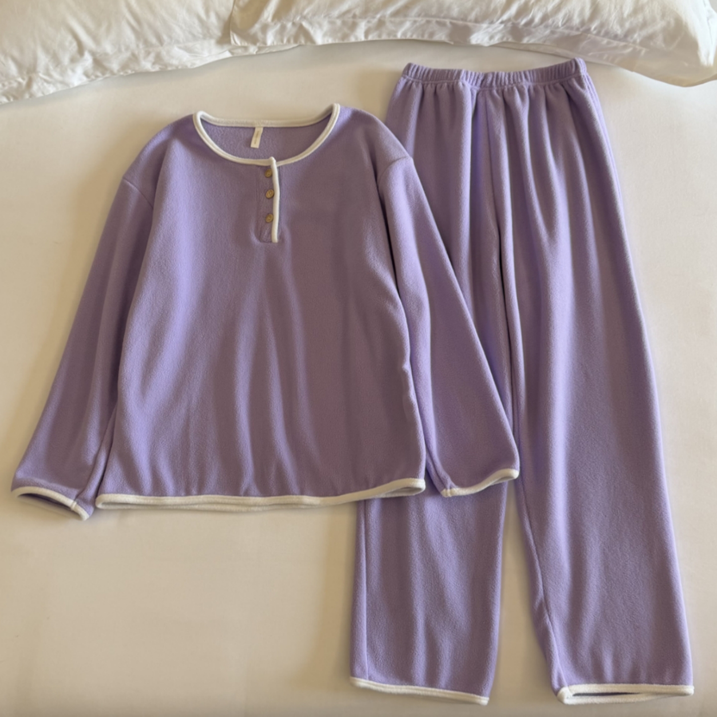 雪粒绒睡衣女春秋冬季亲肤家居服