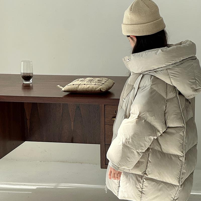 韩国童装儿童加厚中长款羽绒服女童白鸭绒连帽洋气公主面包服外套