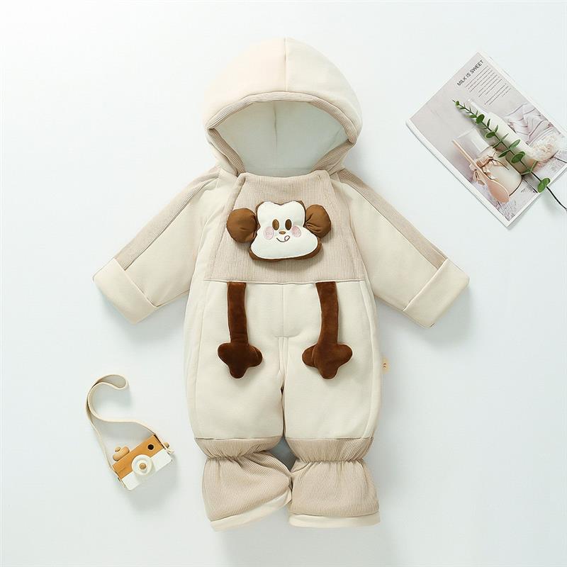 宝宝衣服新生儿加厚连体衣婴儿保暖哈衣加绒冬季外出抱衣包手包