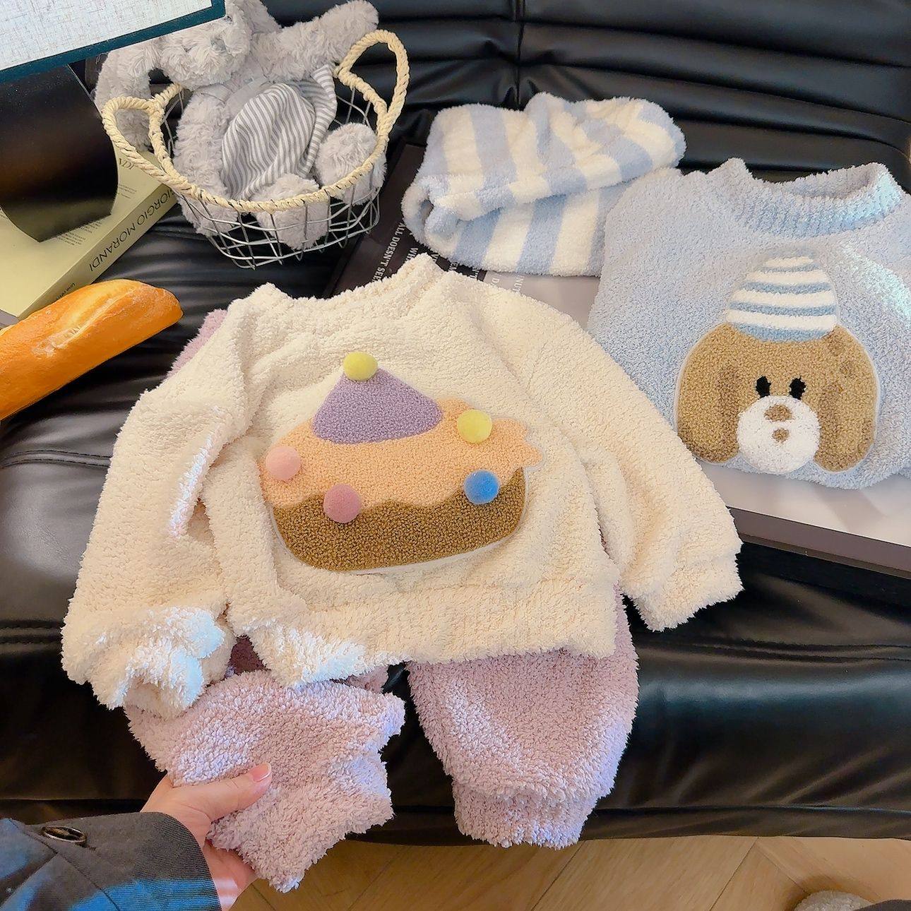 儿童半边绒睡衣秋冬新款男童女孩保暖软糯家居服套装,童装/婴儿装/亲子装,家居服套装,淘宝优惠券,粉丝福利购,淘宝优惠卷