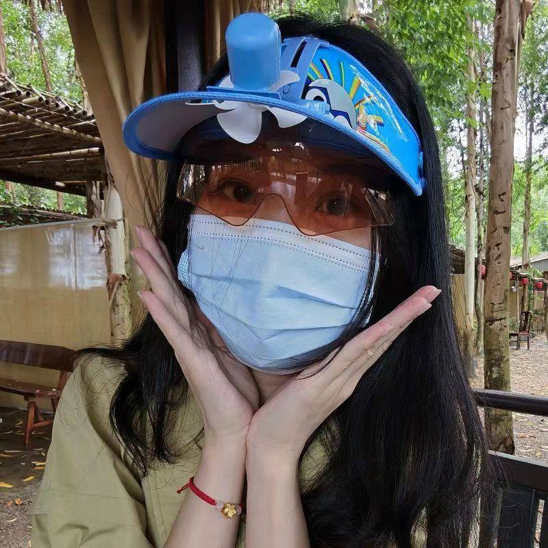 风扇帽子升级带墨镜防晒帽遮阳帽儿童学生成人男女太阳能无需充电