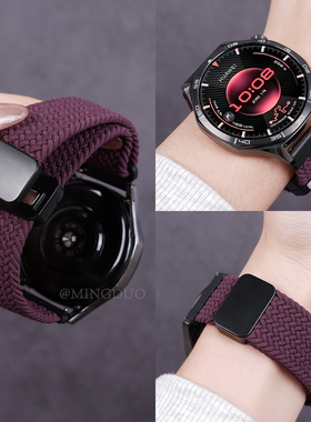 适用华为GT5手表gt6表带watch5/4尼龙编织GT3pro磁吸扣2Ei男高级暗紫色荣耀智能运动watchgt秋冬新款替换腕带