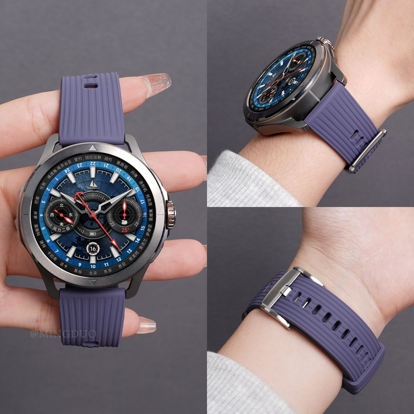 适用小米Watch S4表带watchS4sport竖纹液态硅胶S3手表s1Pro运动透气color2智能GT4男款华米AmazfitGTR43腕带