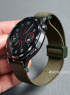 适用华为GT5手表gt4表带watch4/3编织尼龙GT3pro磁吸回环watchGT2E男女新款高级荣耀magic智能运动军绿色腕带