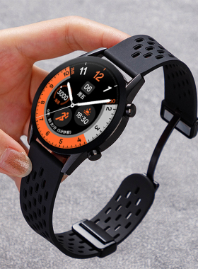 适用OPPOwatchx2手表4Pro表带WatchS洞洞硅胶夏天X2mini磁吸扣SE男款一加手表2智能3pro/3/2/1代女士新款腕带
