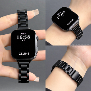 适用华为Watch FIT4表带Watchfit3手表不锈钢三株钢带链fit4pro金属腕带fit3夏天透气fit2女新款高级感替换带